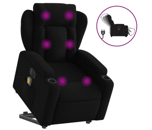 Sillón de masaje eléctrico reclinable elevable tela negro