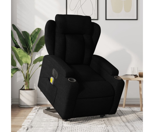 Sillón de masaje eléctrico reclinable elevable tela negro