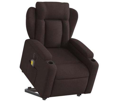 Sillón masaje eléctrico reclinable elevable tela marrón oscuro