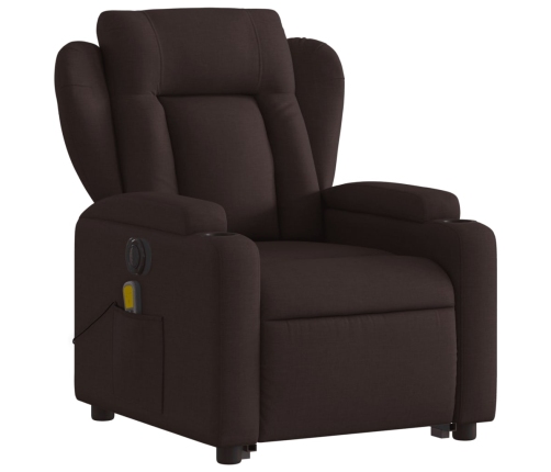 Sillón masaje eléctrico reclinable elevable tela marrón oscuro