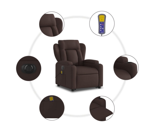 Sillón masaje eléctrico reclinable elevable tela marrón oscuro