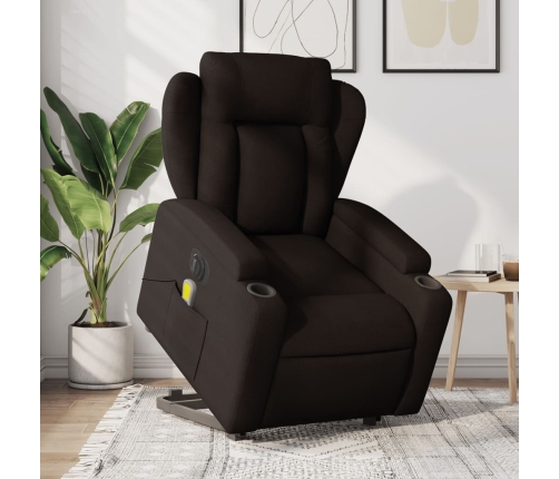 Sillón masaje eléctrico reclinable elevable tela marrón oscuro