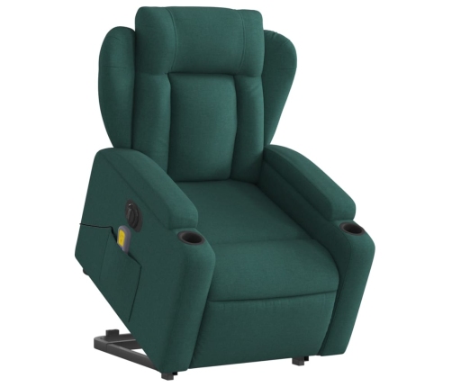 Sillón masaje eléctrico reclinable elevable tela verde oscuro