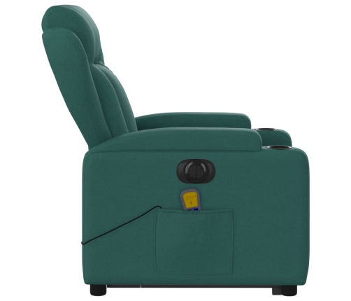 Sillón masaje eléctrico reclinable elevable tela verde oscuro