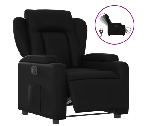 Sillón reclinable eléctrico de cuero sintético negro