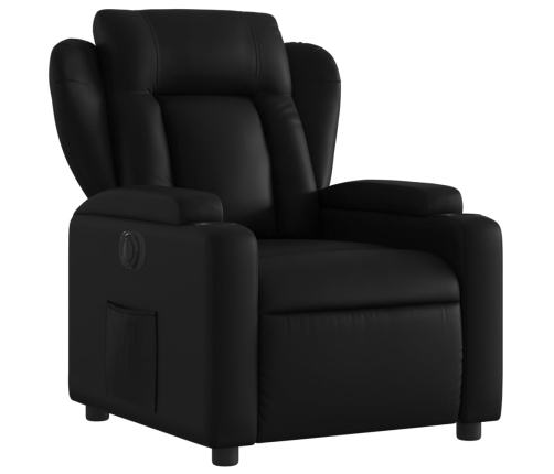 Sillón reclinable eléctrico de cuero sintético negro