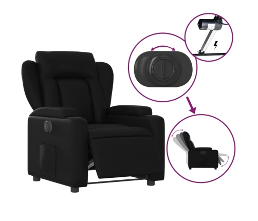 Sillón reclinable eléctrico de cuero sintético negro