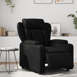 Sillón reclinable eléctrico de cuero sintético negro