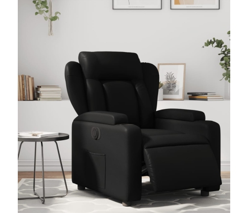 Sillón reclinable eléctrico de cuero sintético negro