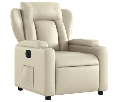 Sillón reclinable eléctrico de cuero sintético crema