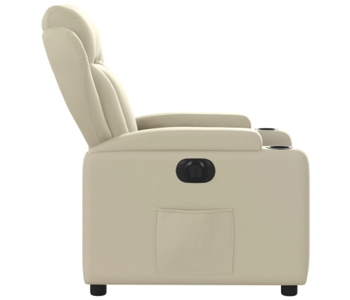 Sillón reclinable eléctrico de cuero sintético crema