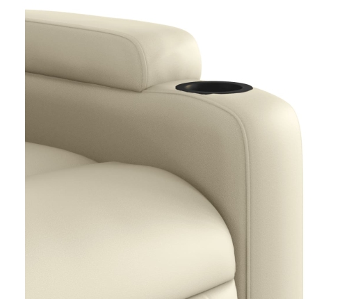 Sillón reclinable eléctrico de cuero sintético crema