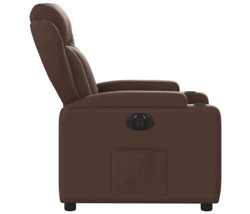 Sillón reclinable eléctrico de cuero sintético marrón