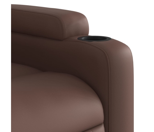 Sillón reclinable eléctrico de cuero sintético marrón