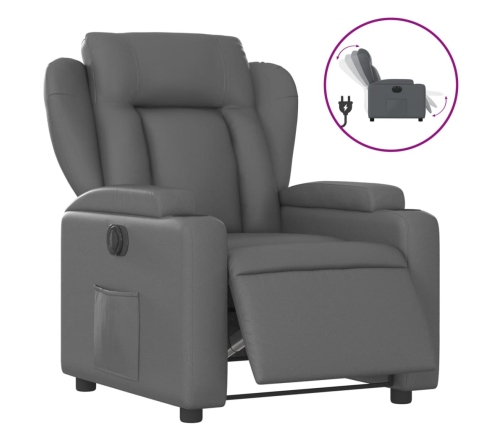 Sillón reclinable eléctrico de cuero sintético gris