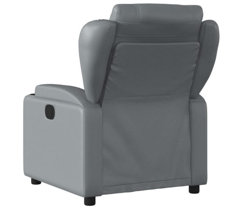 Sillón reclinable eléctrico de cuero sintético gris