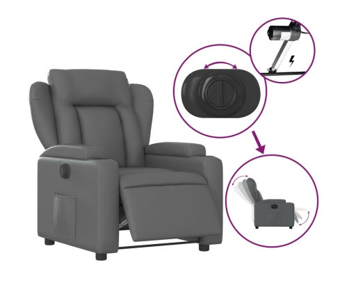 Sillón reclinable eléctrico de cuero sintético gris