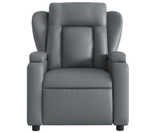 Sillón reclinable eléctrico de cuero sintético gris