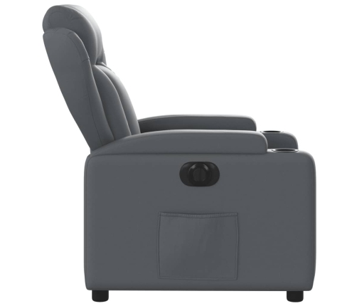 Sillón reclinable eléctrico de cuero sintético gris