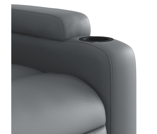 Sillón reclinable eléctrico de cuero sintético gris