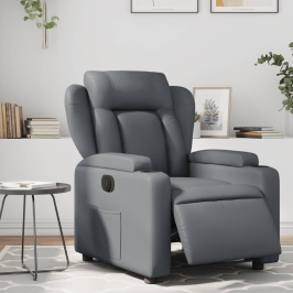 Sillón reclinable eléctrico de cuero sintético gris