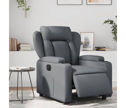 Sillón reclinable eléctrico de cuero sintético gris