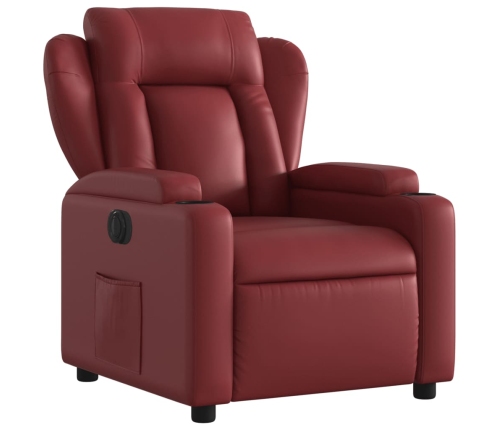 Sillón reclinable eléctrico de cuero sintético rojo tinto