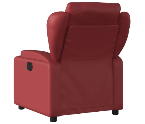 Sillón reclinable eléctrico de cuero sintético rojo tinto