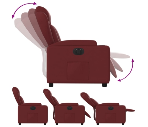 Sillón reclinable eléctrico de cuero sintético rojo tinto