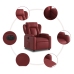 Sillón reclinable eléctrico de cuero sintético rojo tinto