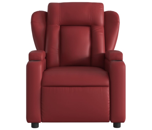 Sillón reclinable eléctrico de cuero sintético rojo tinto