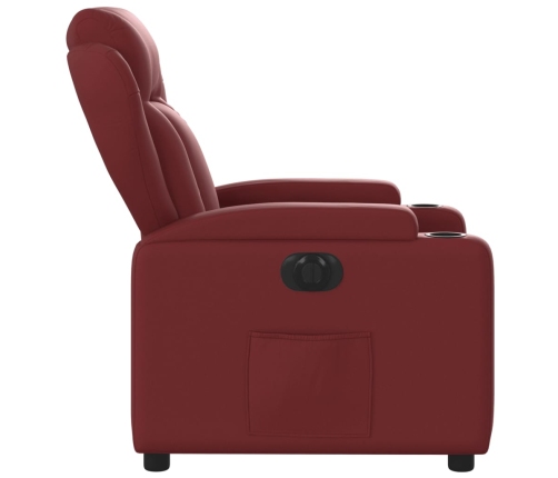 Sillón reclinable eléctrico de cuero sintético rojo tinto