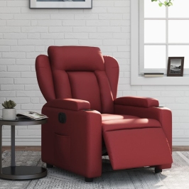 Sillón reclinable eléctrico de cuero sintético rojo tinto