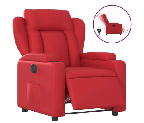 Sillón reclinable eléctrico de cuero sintético rojo