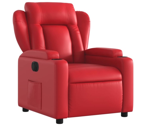 Sillón reclinable eléctrico de cuero sintético rojo