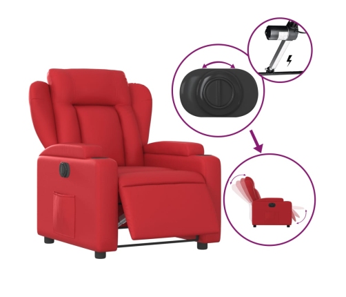 Sillón reclinable eléctrico de cuero sintético rojo