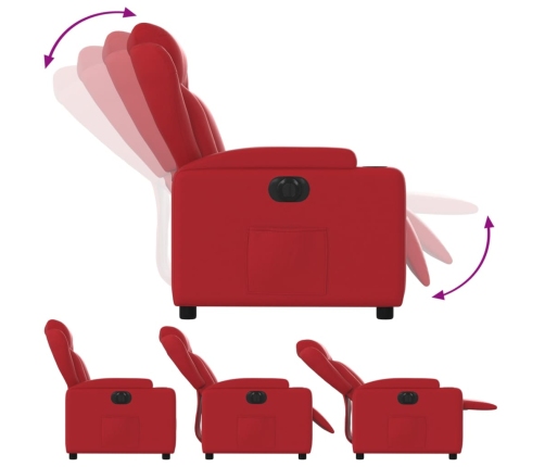 Sillón reclinable eléctrico de cuero sintético rojo