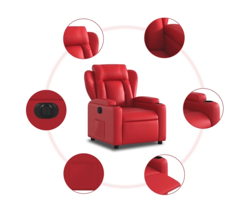 Sillón reclinable eléctrico de cuero sintético rojo