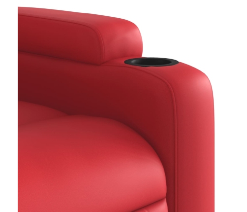 Sillón reclinable eléctrico de cuero sintético rojo