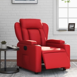 Sillón reclinable eléctrico de cuero sintético rojo