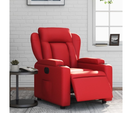 Sillón reclinable eléctrico de cuero sintético rojo