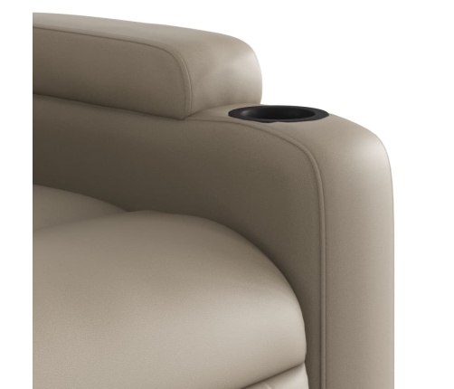 Sillón reclinable eléctrico de cuero sintético color capuchino