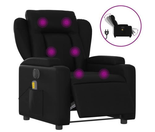 Sillón de masaje reclinable eléctrico cuero sintético negro