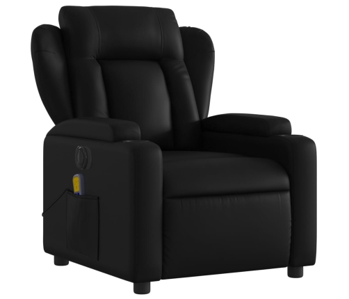 Sillón de masaje reclinable eléctrico cuero sintético negro