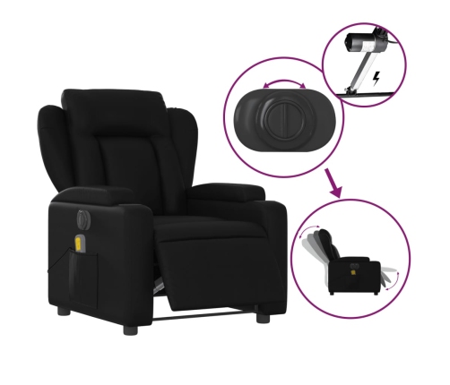 Sillón de masaje reclinable eléctrico cuero sintético negro