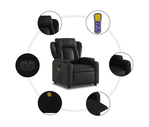 Sillón de masaje reclinable eléctrico cuero sintético negro