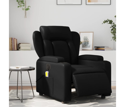 Sillón de masaje reclinable eléctrico cuero sintético negro