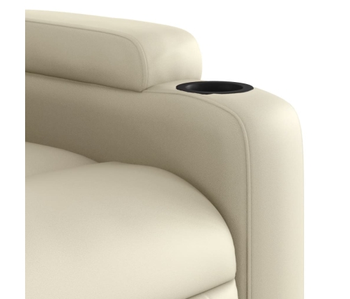 Sillón de masaje reclinable eléctrico cuero sintético crema