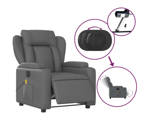 Sillón de masaje reclinable eléctrico cuero sintético gris