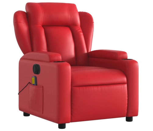 Sillón de masaje reclinable eléctrico de cuero artificial rojo